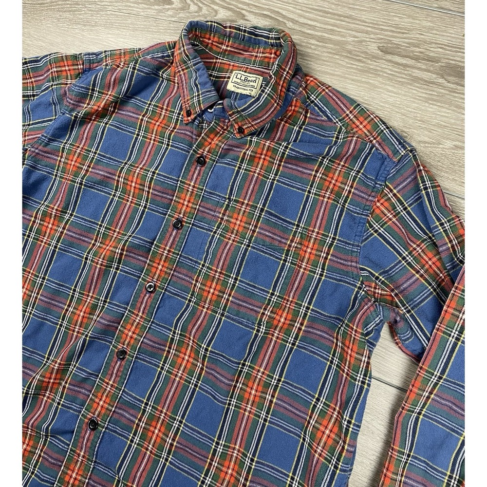 L.L. Bean Men's‎ Traditional Fit Plaid Button Down Flannel Red Blue Green Large